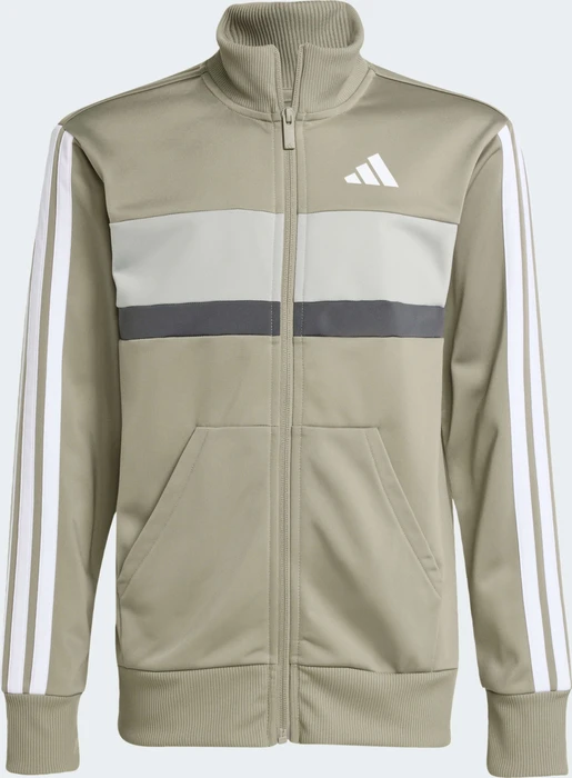 adidas Seasonal Essentials Tiberio 3-Streifen Tricot Trainingsanzug silver pebble/grey six/metal grey/white (Junior)