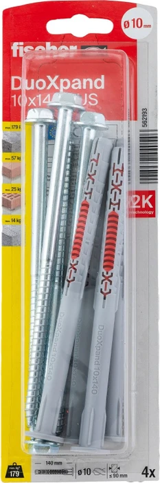 fischer DuoXpand 10x160 FUS K (4) Schrauben/Dübel-Sortiment, 4 Stück