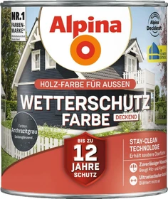 Alpina Farben Wetterschutzfarbe deckend außen anthrazitgrau, 2.5l