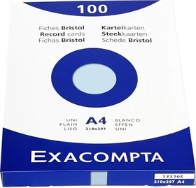 Exacompta Karteikarten, A4, glatt, azurblau, 100 Blatt