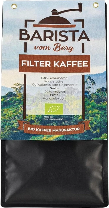 Barista vom Berg Bio Filterkaffee Kaffeepulver, 500g
