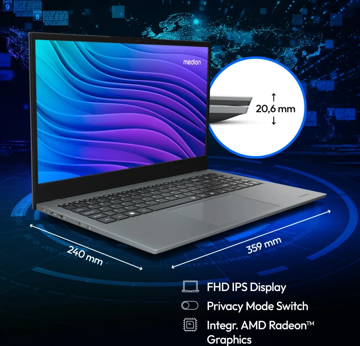 Medion Avantum 15 E1, Ryzen 5 7430U, 32GB RAM, 1TB SSD, DE
