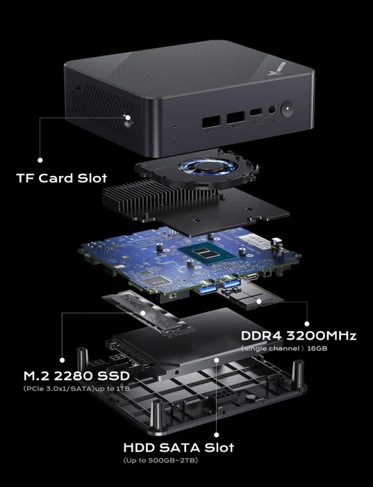 Minisforum UN100P, N100, 16GB RAM, 512GB SSD