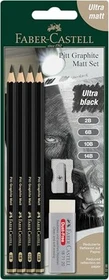 Faber-Castell Pitt Graphite Matt Bleistift sortiert, Radierer, Anspitzer, 6er-Set