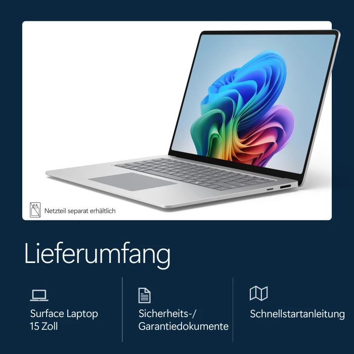 Microsoft Surface Laptop 8 15", Platinum, Snapdragon X2 Elite - X2E-78-100, 64GB RAM, 1TB SSD, DE, Business