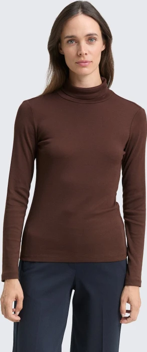 Tom Tailor Rollkragen Shirt langarm dark pecan brown (Damen)