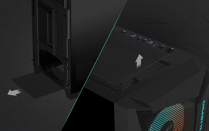 GIGABYTE C301 Glass Black, schwarz, Glasfenster