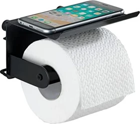 Wenko Classic Plus Toilettenpapierhalter mit Ablage schwarz