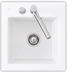 Villeroy & Boch Subway 45 XS Einbau Becken mittig mit Ablauffernbedienung snow white