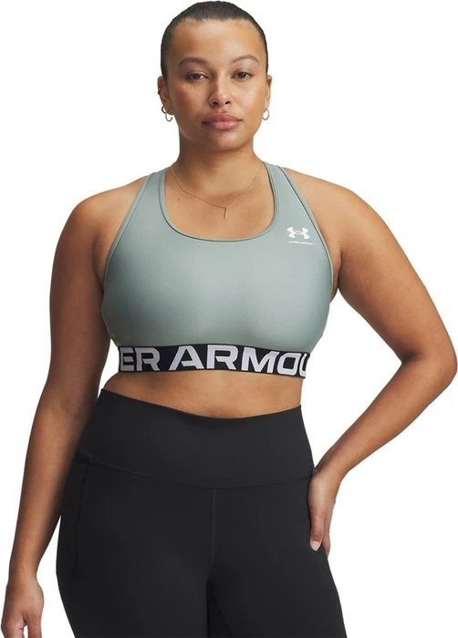 Under Armour HeatGear Armour Mid Sport-BH silica green/white (Damen)