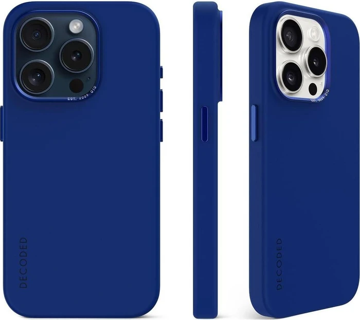 Decoded AntiMicrobial Silicone Back Cover für Apple iPhone 15 Pro Max Galactic Blue