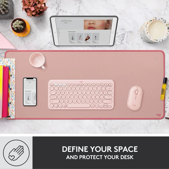 Logitech Desk Mat Studio Series, 700x300mm, dunkelrosa
