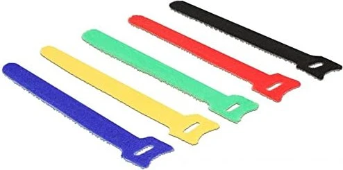 DeLOCK Klett-Kabelbinder, 12mm, 200mm, farbig sortiert, 10 Stück