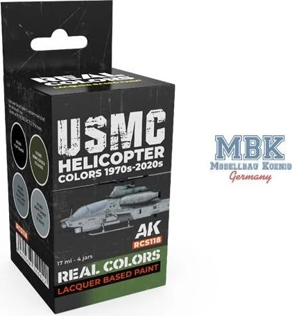 AK-Interactive 2nd Gen Real Colors USMC Helicopter Colors 1970s-today Farbset, 4-tlg.