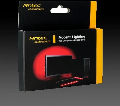 Antec Accent Lighting, rot beleuchtet, LED-Streifen, schwarz