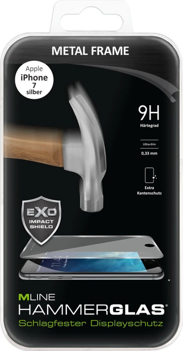 MLine Metal-Frame Hammerglas für Apple iPhone 7 schwarz