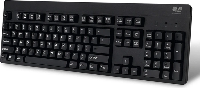 Adesso EasyTouch 630UB antimikrobielle Tastatur, schwarz, PS/2 & USB, US