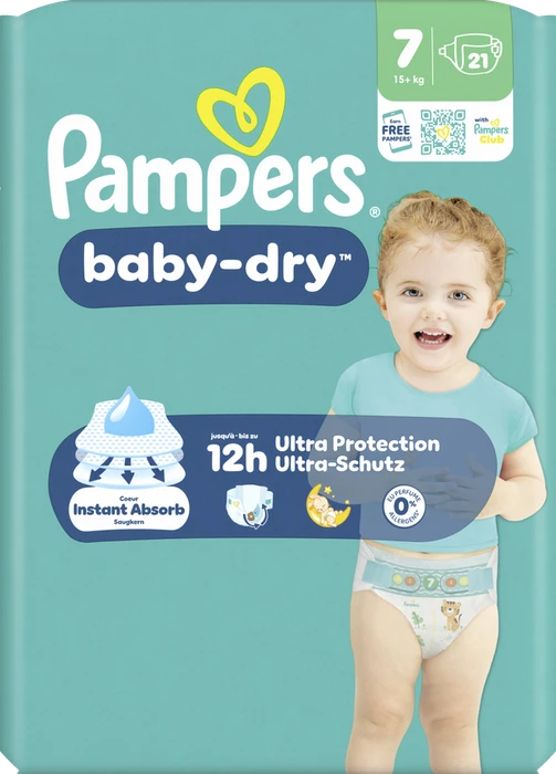 Pampers Baby-Dry Gr.7 Einwegwindel, 15+kg, 21 Stück
