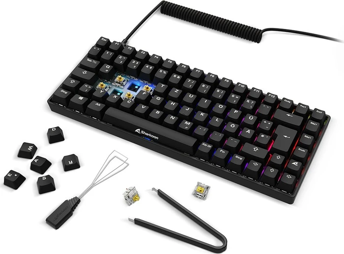 Sharkoon Skiller SGK50 S3 PBT, schwarz, LEDs RGB, hot-swap, Gateron G Pro 3.0 YELLOW, USB, DE