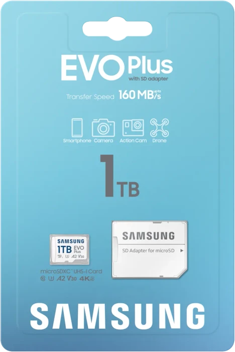 Samsung EVO Plus 2024 R160 1TB Kit, UHS-I U3, A2, Class 10