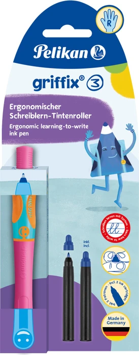 Pelikan griffix 3 Tintenroller (Patrone) lovely pink, Rechtshänder, Blister