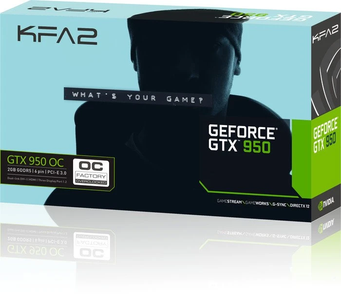 KFA2 GeForce GTX 950 OC, 2GB GDDR5, DVI, HDMI, 3x DP