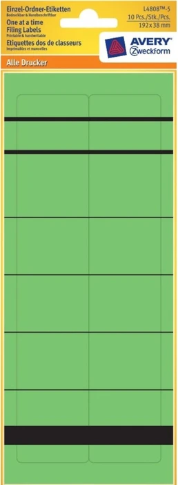 Avery-Zweckform Ordneretiketten Sonderformat, 192x38mm, grün, 5 Blatt (10 Etiketten)