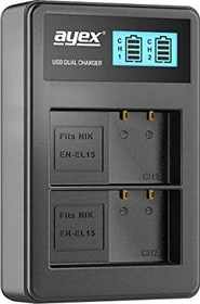 ayex USB Dual- Ladegerät für Nikon Akkus Typ EN-EL15
