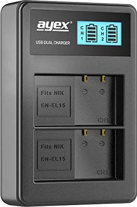 ayex USB Dual- Ladegerät für Nikon Akkus Typ EN-EL15