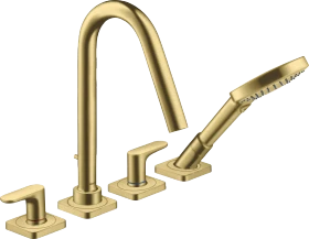 Hansgrohe Axor Citterio M 4-Loch Fliesenrandarmatur mit Hebelgriffen und Rosetten brushed brass