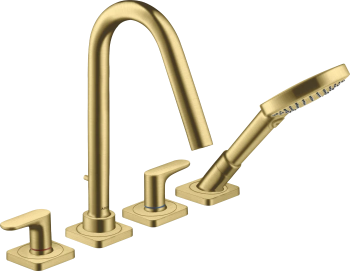 Hansgrohe Axor Citterio M 4-Loch Fliesenrandarmatur mit Hebelgriffen und Rosetten brushed brass