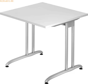 Hammerbacher Ergonomic B-Serie BS08/W Schreibtisch 80x80cm weiß/silber