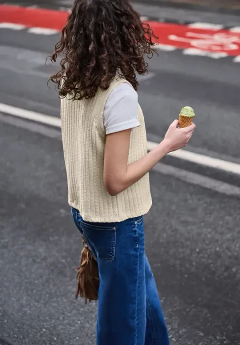 Street One Studio V-Neck und Knopfleiste Weste soft beige (Damen)
