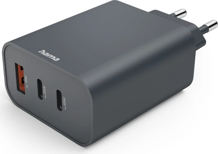 Hama Schnellladegerät 2x USB-C 1x USB-A PD 65W anthrazit