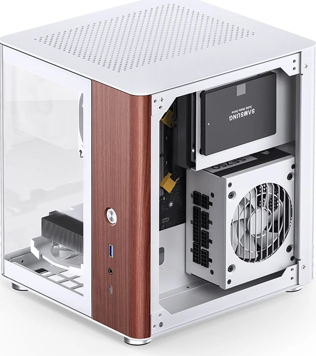 Jonsbo TK-0 White, weiß/braun, Glasfenster, Mini-ITX