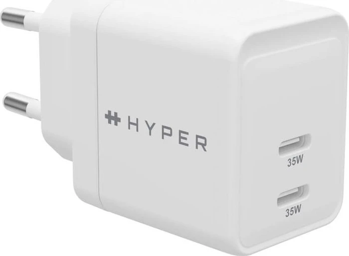Hyper HyperJuice GaN Netzteil, USB-C, 2x USB-C, 35W, weiß