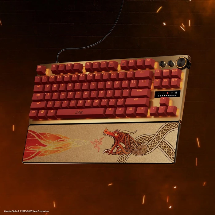 Razer Huntsman V3 Pro Tenkeyless, Counter-Strike 2 Dragon Lore Edition, gold/rot, LEDs RGB, Razer Analog Optical Switch Gen-2, USB, US
