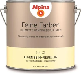 Alpina Farben Feine Farben No. 31 Elfenbein-Rebellin innen zurückhaltendes pastellgelb edelmatt gelb, 2.5l
