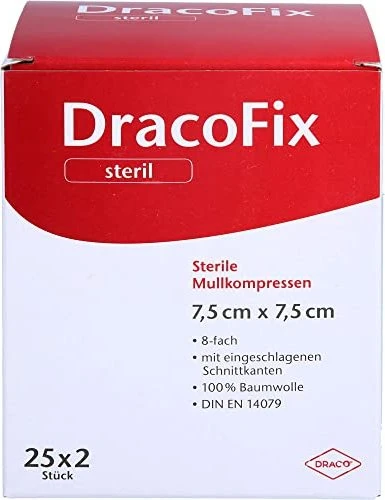 Dr. Ausbüttel DracoFix Peel Mullkompressen steril 8-fach, 7.5 x 7.5cm, 50 Stück