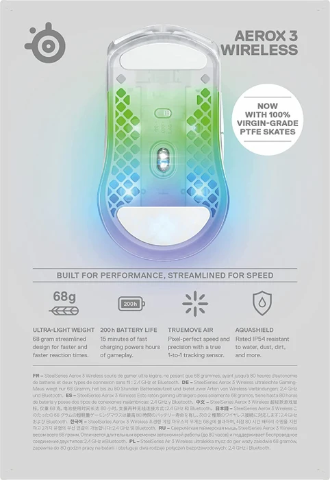 SteelSeries Aerox 3 Wireless Ghost weiß/transparent, USB/Bluetooth