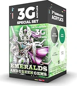 AK-Interactive 3rd Gen Acrylic Colors Wargame Color Set Emeralds and Green Gems Farbset, 4-tlg.