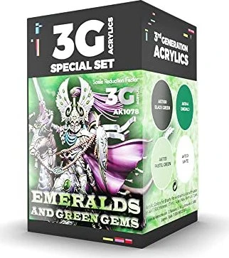 AK-Interactive 3rd Gen Acrylic Colors Wargame Color Set Emeralds and Green Gems Farbset, 4-tlg.