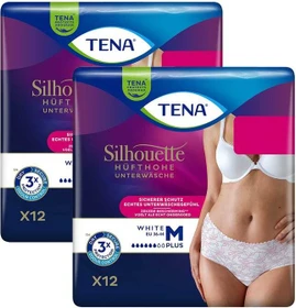 Tena Silhouette White Pants Plus Schutzhose Größe M, 24 Stück (2x 12 Stück)