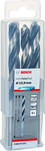 Bosch Professional HSS PointTeQ Spiralbohrer, 10.9x94x142mm, 5 Stück
