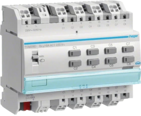 Hager KNX Schalt-/Jalousieaktor 8/4-fach, 230V, 6TE REG, Schaltaktor (TYA608D)