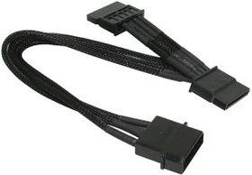 NZXT SATA-Stromadapter 4-Pin [IDE] auf 2x 15-Pin [SATA] 20cm, sleeved schwarz