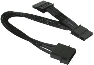 NZXT SATA-Stromadapter 4-Pin [IDE] auf 2x 15-Pin [SATA] 20cm, sleeved schwarz