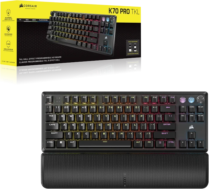 Corsair Gaming K70 PRO TKL Magnetic-Mechanical, PBT, schwarz, Corsair MGX Hyperdrive, USB, US