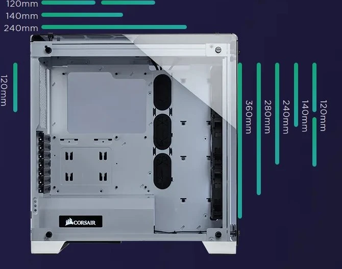 Corsair Crystal Series 570X RGB weiß, Glasfenster