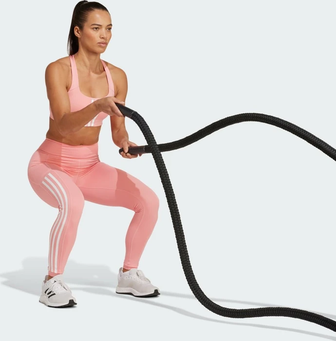 adidas Optime 3-Streifen Full-Length Hose lang semi pink spark (Damen)